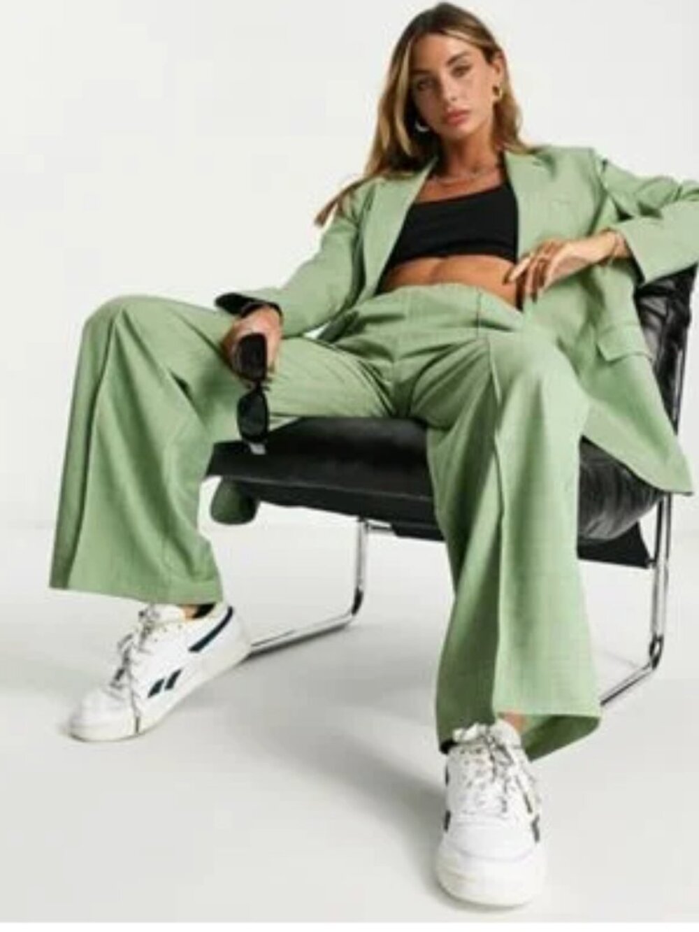 Straight suit blazer in green